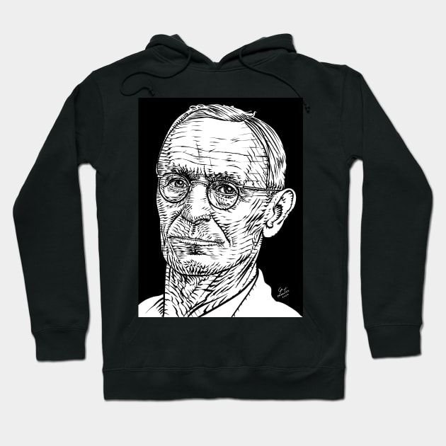 HERMANN HESSE ink portrait Hoodie by lautir